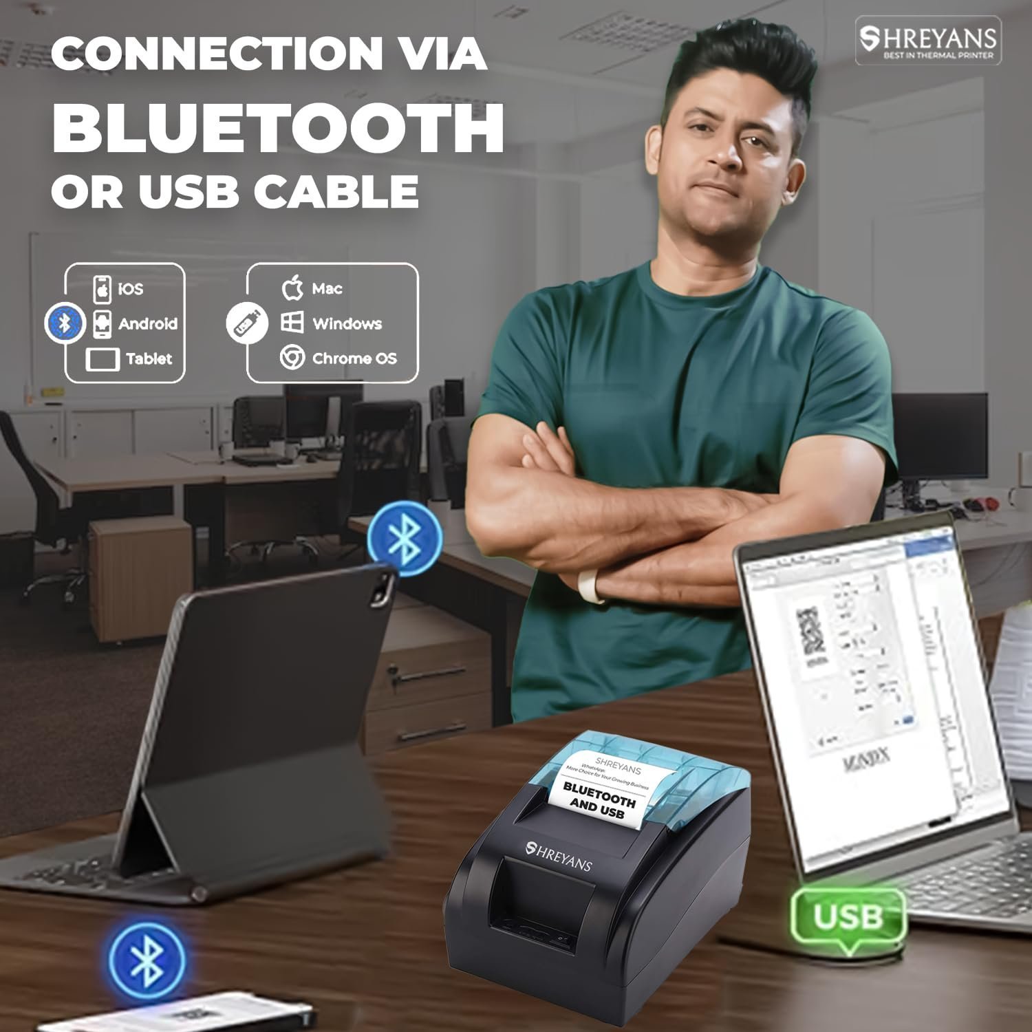 SHREYANS Inkless Thermal Billing Printer, Compatible with Windows(58mm Receipt) - Image 2